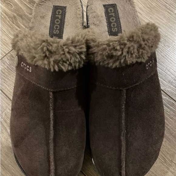 Crocs Brown Suede Mules. Size 11 - Picture 2 of 9